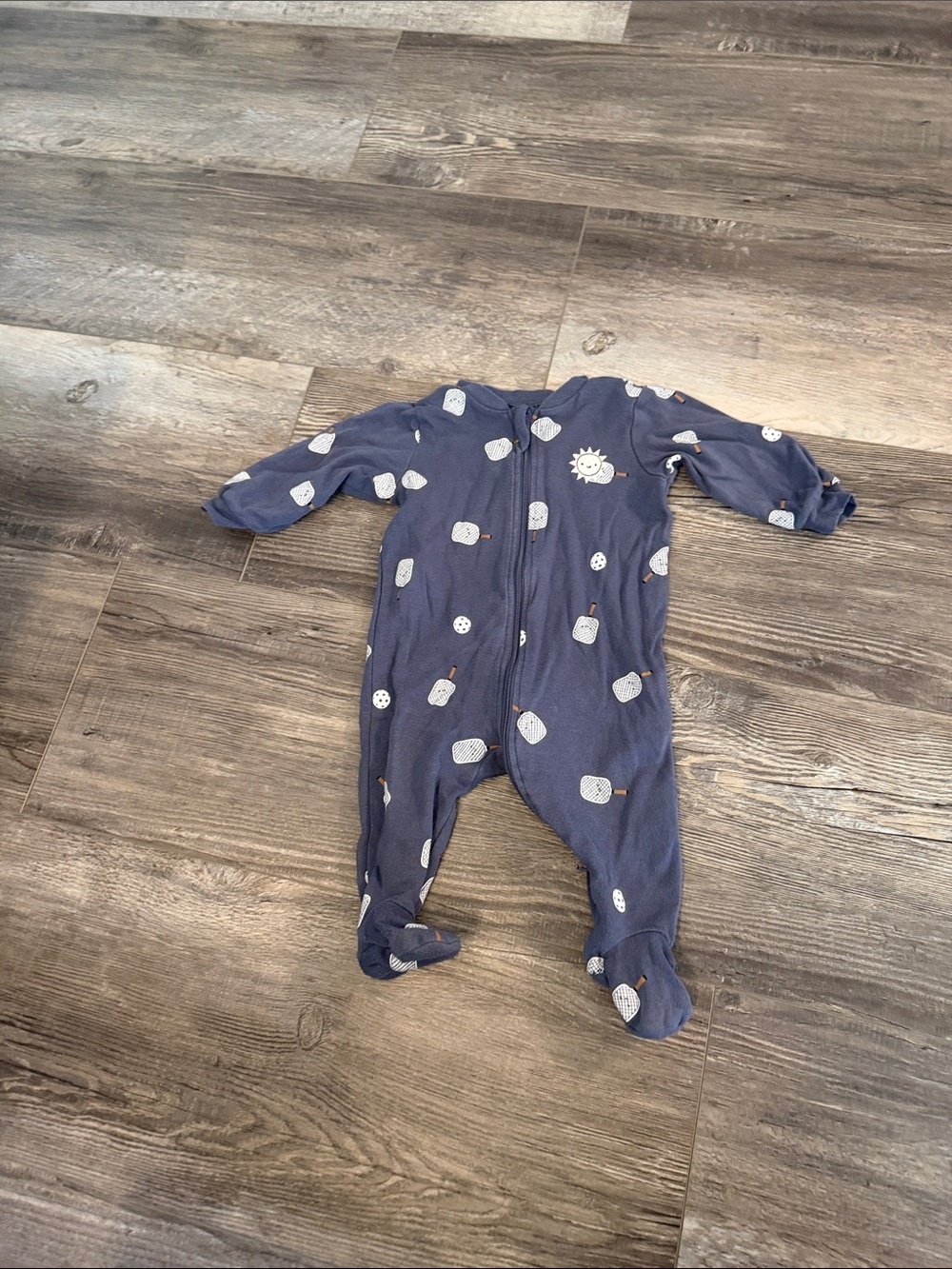 Pekkle Baby Navy Blue Footed One-Piece Sleeper with Cloud Print